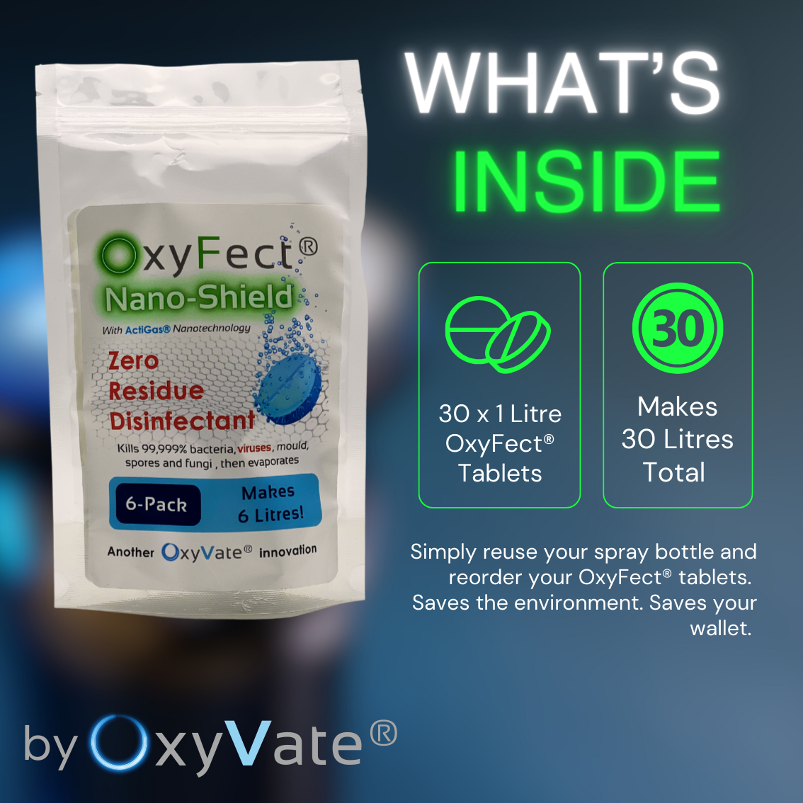 OxyFect® Residue-Free Disinfectant Refill Tablets